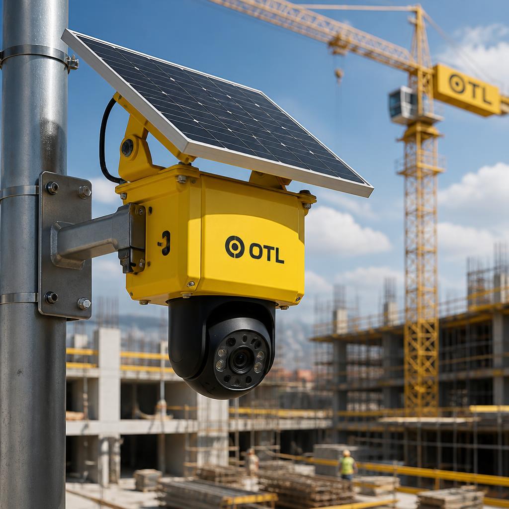 Câmera 4G solar OTL instalada em canteiro de obras