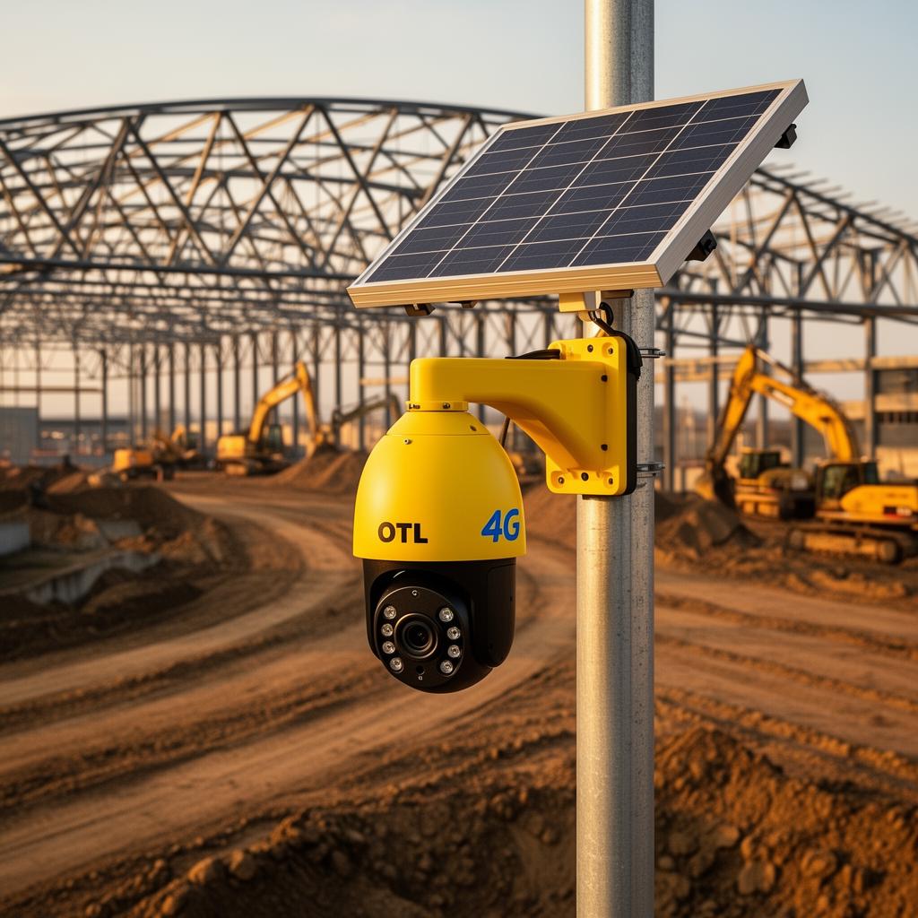 Câmera 4G solar OTL em obra industrial / infraestrutura